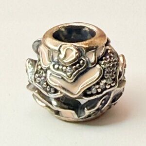 Pandora Creamy Pink Enamel Floral Petal CZ Charm S925 ALE Retired